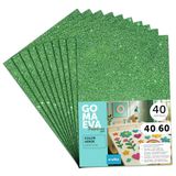 m-office EVA-glitterrubber voor knutselwerk, gekleurd schuim voor creatieve projecten, ideaal voor kunst en handwerk, school of beroep, 40 x 60 cm (glittergroen, 40 stuks)