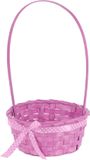 Excellent Houseware Rieten mandje met hengsel - roze - 21 x 39 cm