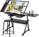 Happiq Table à dessin en verre réglable - Bureau de dessin pour studio - Noir