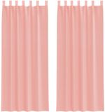 vidaXL Gordijnen voile met roedezakken 2 st roze