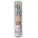 Lineo 608 - Set borstels 10 stuks, platte borstels uit de 518-serie, borstels met natuurhaar en houten steel, incl. kunststof etui