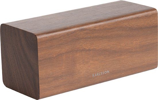 Karlsson Block - Wekker - Donker Hout - Wit LED - 16cm