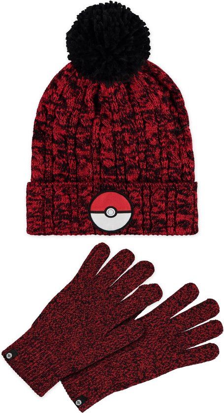 Pokémon Pokéball Beanie & Gloves Set - Red - Unisex - One Size