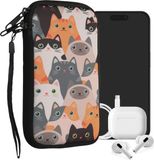 kwmobile hoesje voor smartphones L - 6,5" - hoes van Neopreen - Katten design - oranje / zwart / wit