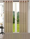 Uni -20332CN- Set van 2 transparante gordijnen, set van 2 gordijnen, voile gordijnen, met loodband, H x B 245 x 140 cm, zand