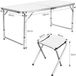 OEM Opklapbare campingtafel, 120x60 cm, wit, 5-delig