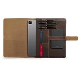 Londo Echt lederen tablethoes met twee kaartsleuven en lederen pennen/Apple potloodhouders (bruin, 12,9 inch)