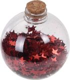 Merkloos / Sans marque Koopman International 1x Transparante fles kerstballen met rode sterren 8 cm