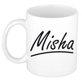Bellatio Decorations Mischa Naam koffiemok - beker - met sierlijke letters - wit