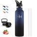GeïSoleerde Waterfles, 1 Liter Waterfles, Bpa-Vrij, Lekvrije Waterfles Met Rietje, Thermische Fles, Roestvrijstalen Waterfles, 18/8 Roestvrij Staal, Voor Kamperen, Reizen, Fitness, Yoga