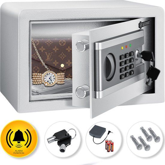 Kesser Elektronische Kluis met cijferslot 31 x 20 x 20 cm - Digitale Muurkluis - Zilver