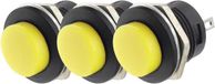ProRide Pulsschakelaar R13-507 - 16mm Inbouw - 250V/3A - Normally Open - Geel - 3 stuks