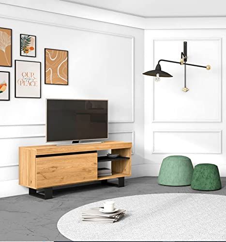 Skraut Home TV-meubel Mod.Natural eiken/zwart 120x40x53cm