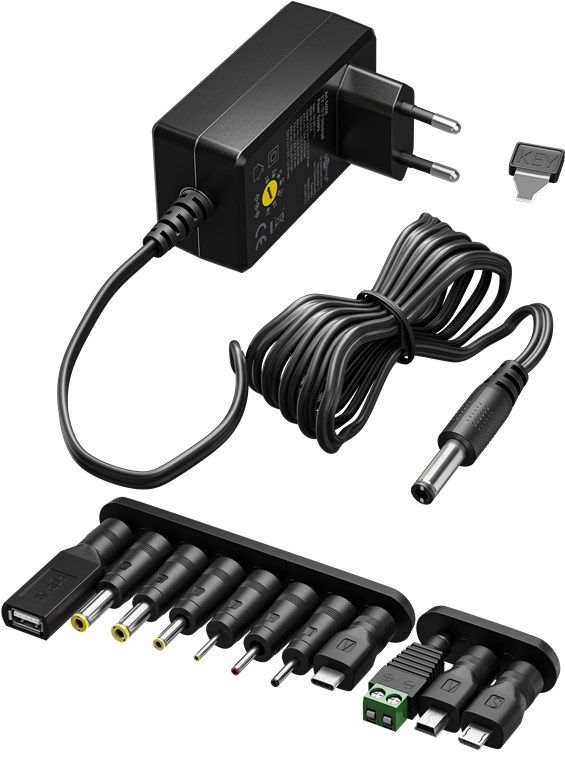 Goobay 64571 - Universal Power Adapter - 3-12V - 7.2W - Black