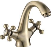 Kuchinox BADLAND Wastafelmengkraan. Kleine STILO mengkraan voor badkamers, antiek messing, met click-clack bediening
