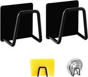 Famanu Porte-éponge adhésif - Lot de 2, Acier inoxydable, Noir