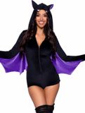 Leg Avenue Velvet Bat Kostuum Dames, M (Zwart, Paars)