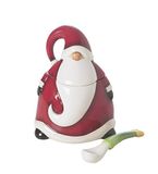 Excelsa Santa Claus suikerpot, keramiek, rood, 8,5 x 8,5 x 11 cm
