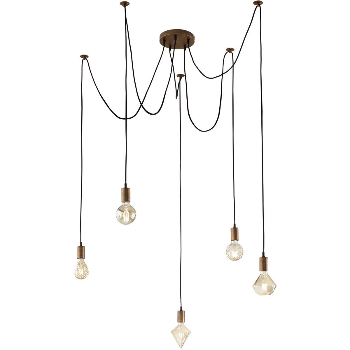 BES LED Trion Cardino Hanglamp - 5-lichts - E27 - Rond - Antiek Koper - Aluminium