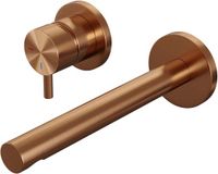 Brauer Copper Edition Inbouw Wastafelmengkraan met Rechte Uitloop en Rozetten Model B2 Koper Geborsteld PVD