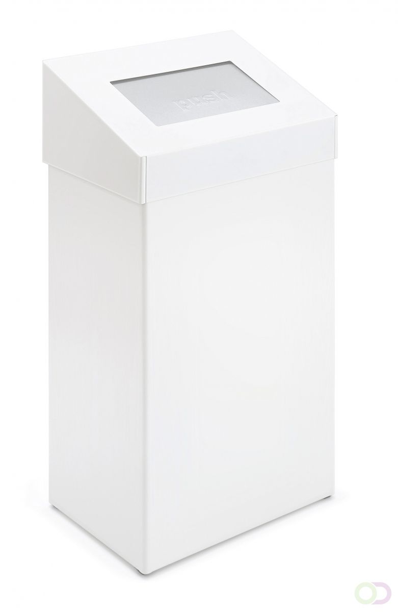 Afvalbak met Pushdeksel 50 liter Wit - 8713631021833