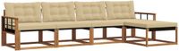 vidaXL - Acacia Hout Loungeset Bank 5-Zits Natuurlijk en Beige