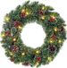 Merkloos Gedecoreerde krans - met verlichting - D45 cm - met deurhanger groen - kerstkrans