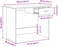 vidaXL Bureau Oudhout 100 x 50 x 76 cm Bewerkt hout