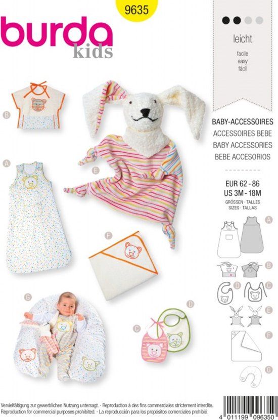 Burda Naaipatroon 9635 - Baby accessoires