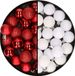 Cosy&Trendy Billiet - Vanlaere Kleine kunststof kerstversiering 40x stuks set en 3 cm kerstballen in het wit en rood - Voor kleine kerstbomen