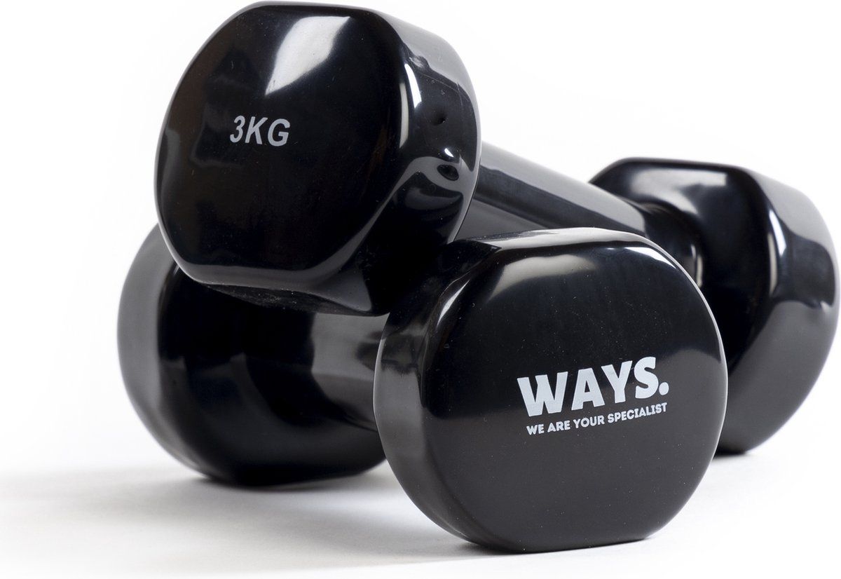 WAYS. Dumbbells - 2 x 3 KG - Vinyl - Zwart