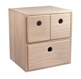 Rayher 62908505 Houten commode met 3 laden, 21 x 18 x 23 cm, FSC-gecertificeerd, ladebox, naturel