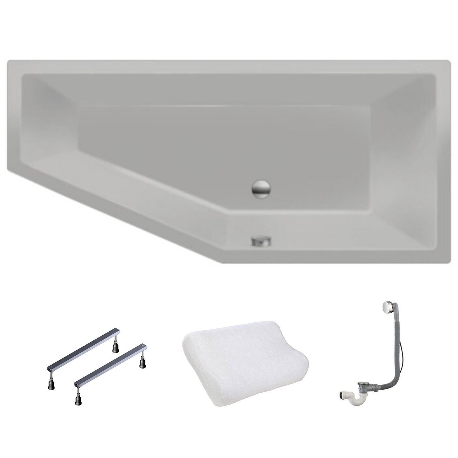 XENZ Society Compact Hoekbad Rechts 170x75cm Mat Cement