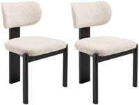 Vente-unique Set van 2 stoelen in tweekleurige, gestructureerde stof en zwart rubberhout - Crème en beige - WILANA