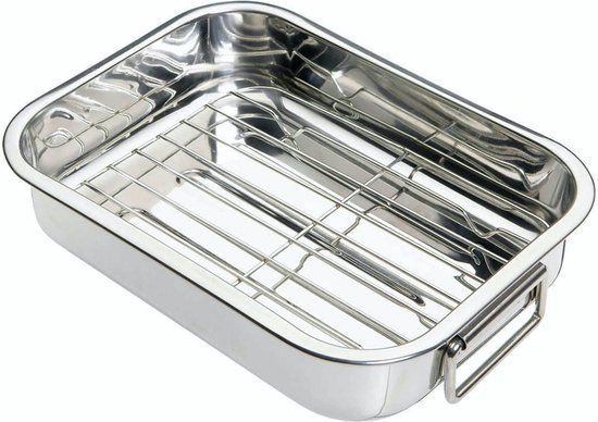 KitchenCraft RVS Braadslede met Rek - 27 x 20 cm - Zilver