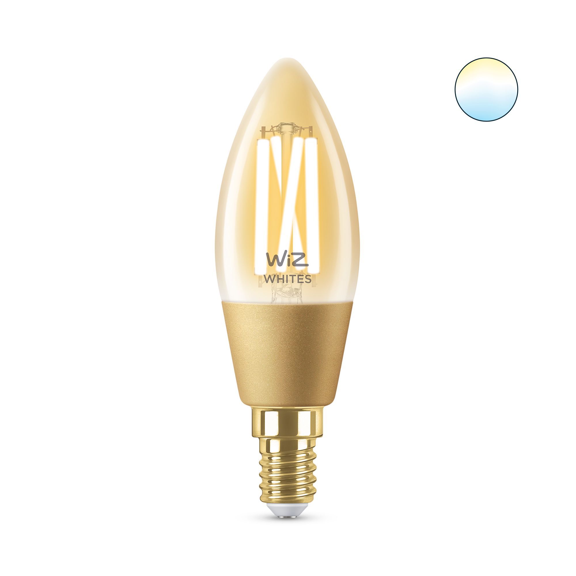 WiZ Filament Kaarslamp - E14 - 4.9W (vervangt 25W) - Amber - Slimme WiFi Lamp