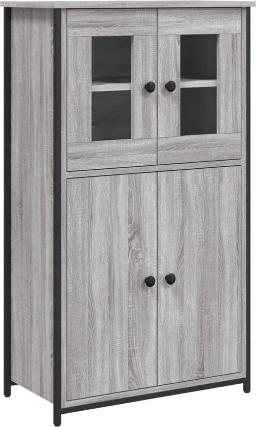 vidaXL Hoge kast 62x32x106,5 cm bewerkt hout grijs sonoma