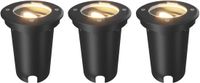 LEDVION Set van 3 LED Grondspot Buiten IP67 10W 230V GU10 rond zwart