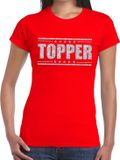 Bellatio Decorations Shoppartners Bv Rood Topper shirt in zilveren glitter letters dames - Toppers dresscode kleding L