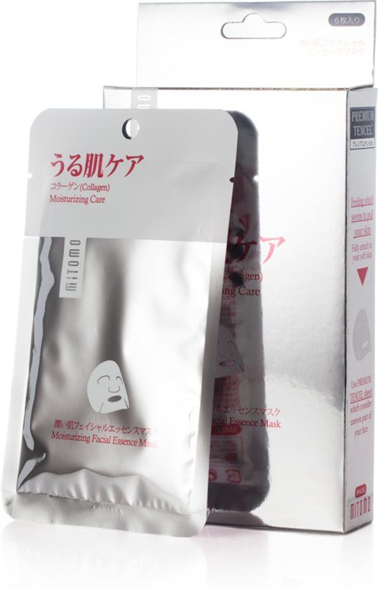 Mitomo Collagen Sheet Mask Japanse Gezichtsmasker met Collageen & Kiwi fruit-extract & AloÃ« Vera-extract en Eiwit Q10 en Vitamine C Gezichtsverzorging Huid-verjongend Waardevolle voedingstoffen voor een liftend effect