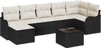 vidaXL Tuinbank Set Zwart Poly Rattan
