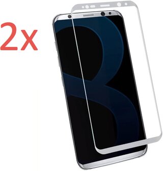 iCall 2x Screenprotector voor Samsung Galaxy S8 - Edged 3D Tempered Glass Zilver