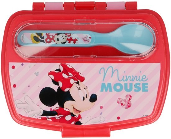 Stor S.L. Minnie Mouse broodtrommel lepel en vork