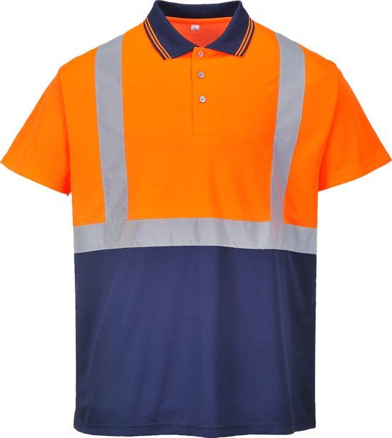 Portwest Poloshirt Oranje / Blauw hogezichtbaarheid Maat L