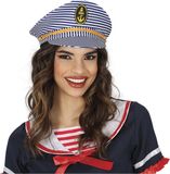 Atosa Fiestas Guirca Kapiteinspet - wit/blauw - voor volwassenen - Maritiem thema