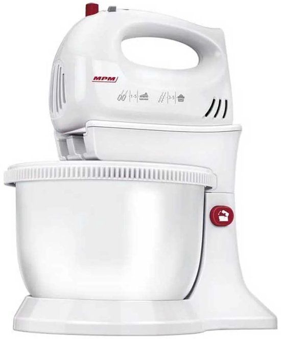 MPM Mixer met Roterende Mengkom 3,5 Liter - Handmixer - 750W - Wit