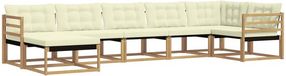 vidaXL Hoek loungeset 7-delig Wit et crème Bois d'acacia massif