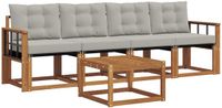 vidaXL Loungeset met 5 zitplaatsen, acacia hout, naturel en lichtgrijs
