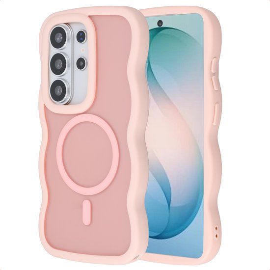 Selencia Wavy Case - Golvend Hoesje geschikt voor Samsung Galaxy S26 Ultra - Soft Pink