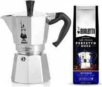 Bialetti Moka Express 6 kops + Intenso gemalen koffie 250gr